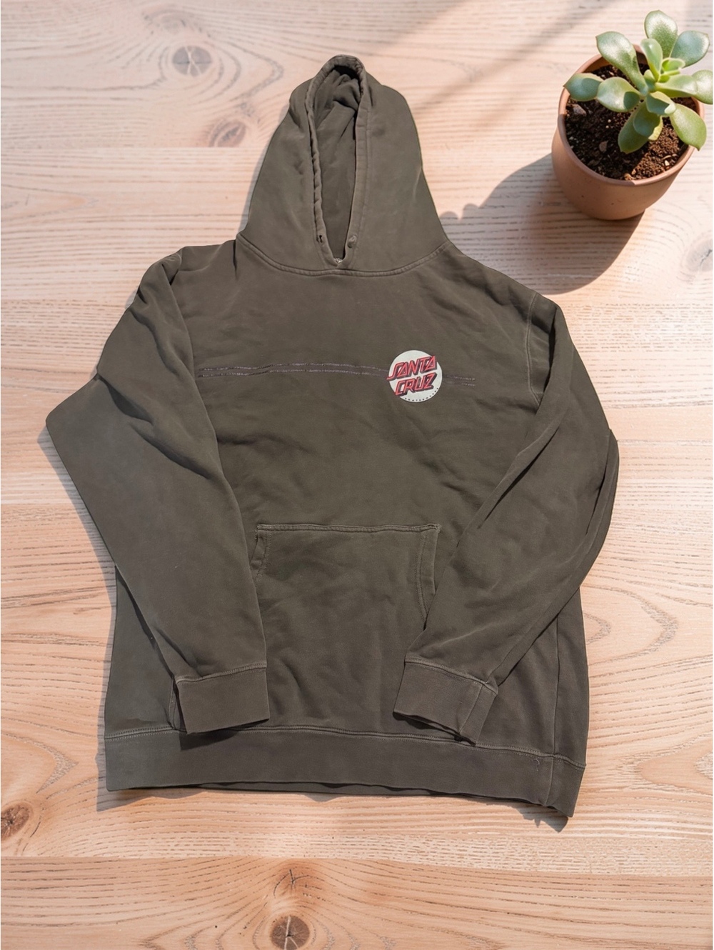 Santa Cruz Olive Green/grey Pullover Hoodie Sweatshirt Men's Medium